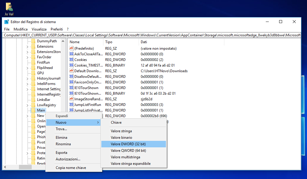 Nuovo-Valore-DWORD-32bit