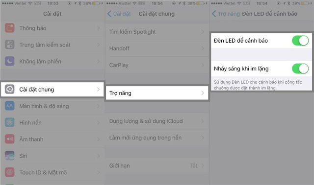 Cách cài đèn flash thông báo thay chuông và rung trên iPhone