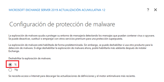 Configuración de protección de Malware