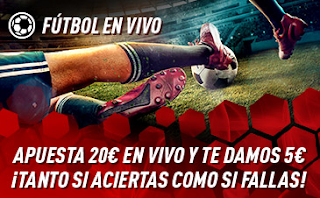 sportium Promo Fútbol En Vivo: Por cada 20€ ¡Te damos 5€! 22-28 abril