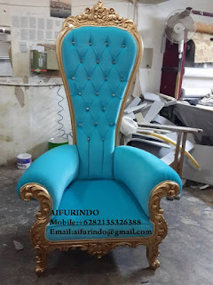 Indonesia Furniture Exporter,Classic rococo chair Furniture,French Provincial chair blue velvet and gold leaf Furniture Indonesia code A105