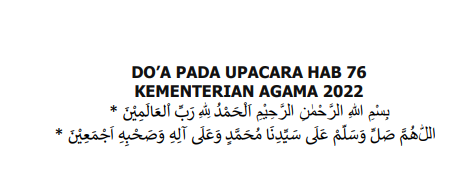 Teks Do'a Peringatan Hari Amal Bhakti (HAB) Kemenag Ke-76 Tahun 2022