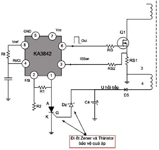 Hình 20 - Mạch bảo vệ quá áp sử dụng Thiristor  và đi ôt Zener