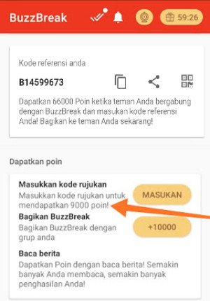 buzzbreak, aplikasi penghasil saldo dana dan uang dollar