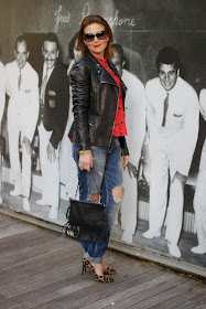 palm print shirt, fringed bag, destroyed ripped distressed zara jeans, Gianni Marra leopard pumps, Fashion and Cookies, fashion blogger