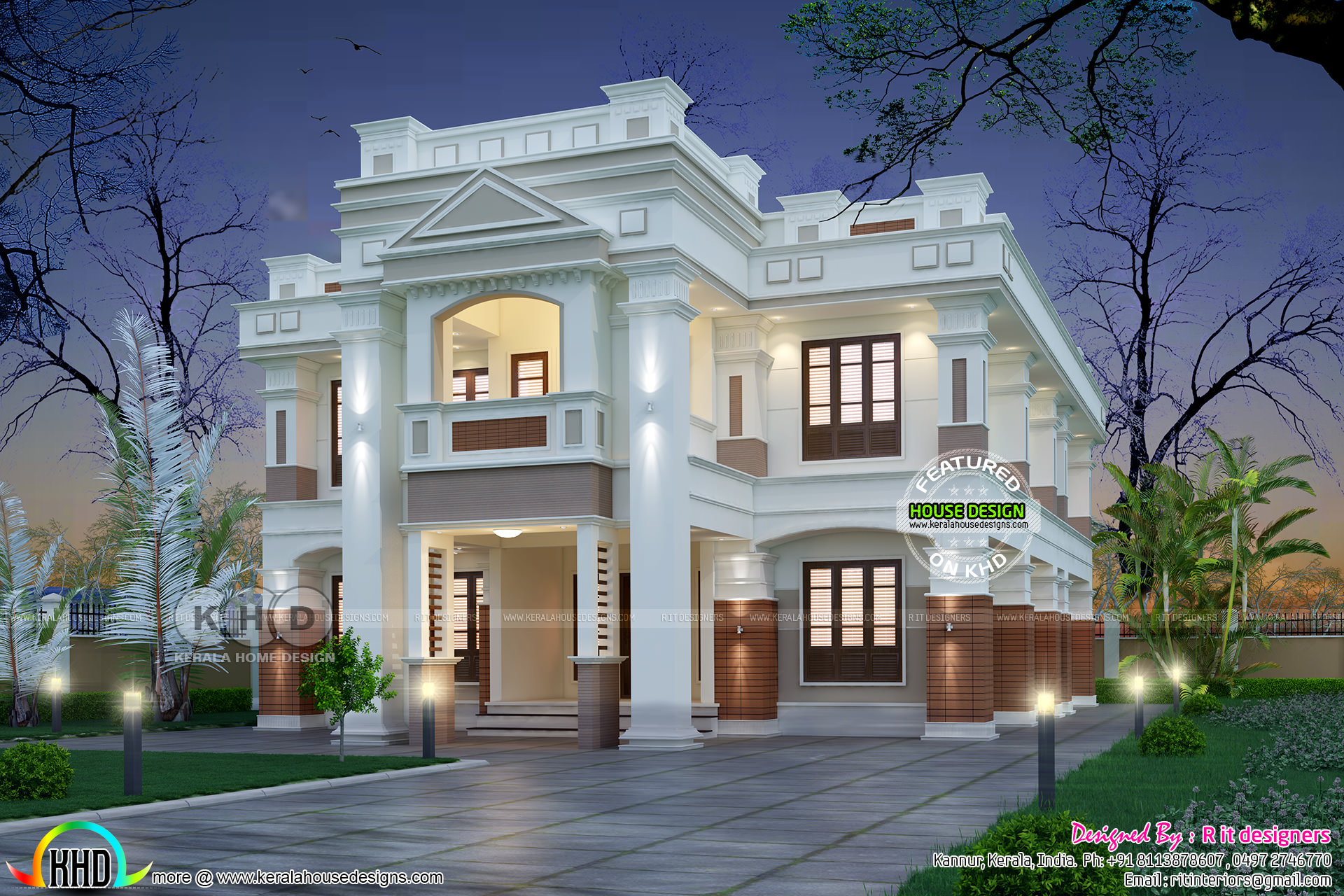  Modern  Colonial  type home  plan  with 4 bedrooms Kerala 