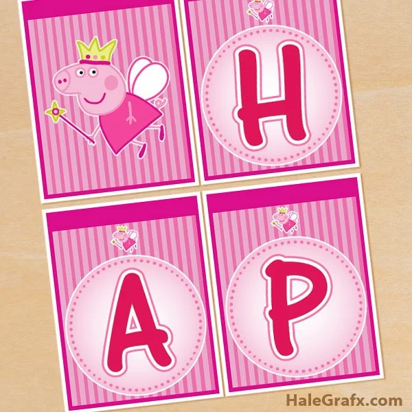 Peppa Pig: Banderines de "Happy Birthday" para Imprimir Gratis. 