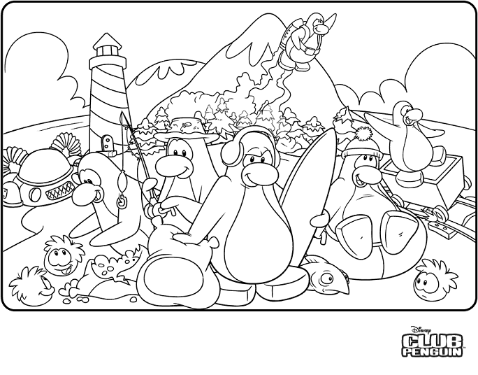 Desenhos do Club Penguin para Colorir e Imprimir