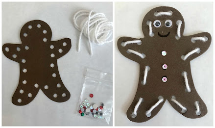 Gingerbread man craft, gingerbread man lacing activity