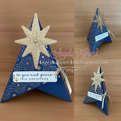 Angela's PaperArts: Stampin Up Stars at Night pyramid special fold card