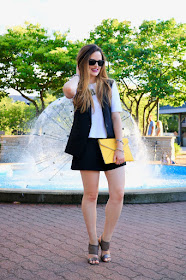 Nyc fashion blogger Kathleen Harper wearing shorts in Naperville, Illinois