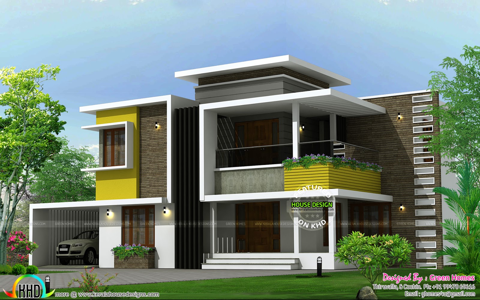305 square yards box type contemporary home Kerala home 