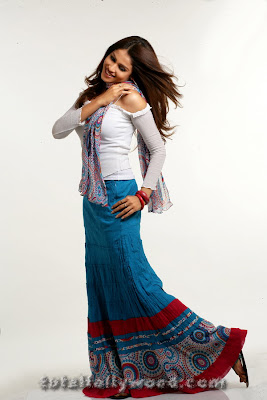 Genelia in Long Blue Skirt