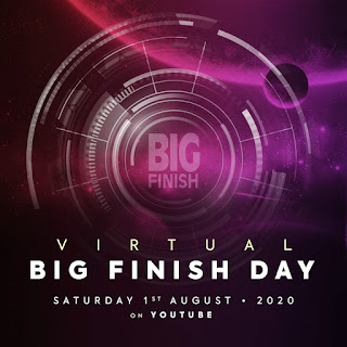 Virtual Big Finish Day written on a purple planetary abstract scene