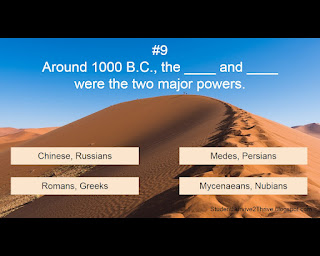 Around 1000 B.C., the ____ and ____  were the two major powers. Answer choices include: Chinese/Russians, Medes/Persians, Romans/Greeks, Mycenaeans/Nubians