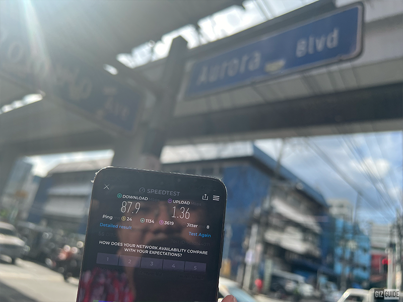 DITO Telecommunity FlexPlan SIM speed test along Aurora Blvd., Cubao