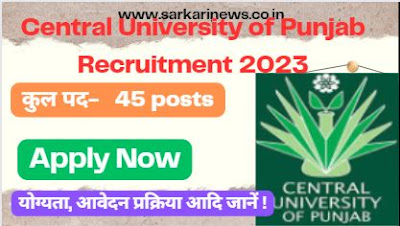 Central University of Punjab Recruitment 2023 For Librarian, Professor Posts Salary  Rs. 131400/- for 45 posts