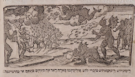 A woodcut showing a series of devil-like figures releasing plagues.