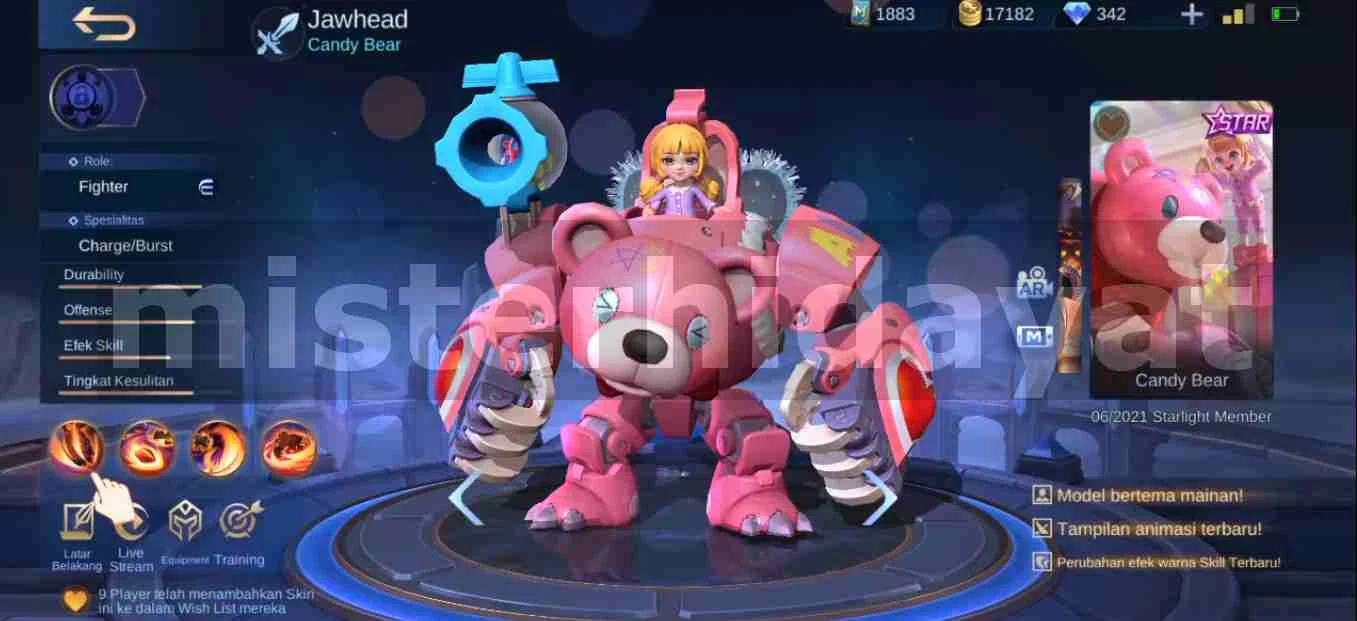 Script Skin Starlight Jawhead Candy Bear Mobile Legends + Backup File