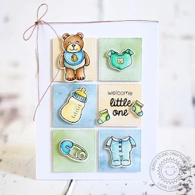 Sunny Studio Stamps: Baby Bear Watercolored Grid-Style Card by Lexa Levana.