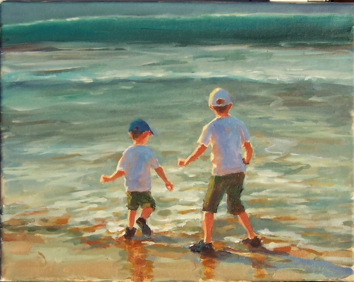 Art Every Day : Boys on the Beach figures oil on canvas 11x14 price $ ...