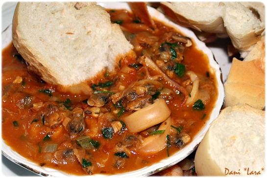 Ensopado de lulas e vongole