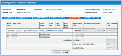 IREPS Works Tender Financial Bid Submission 03