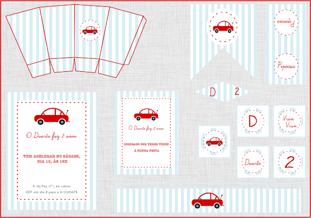 Personalised little red car party printables from BistrotChic