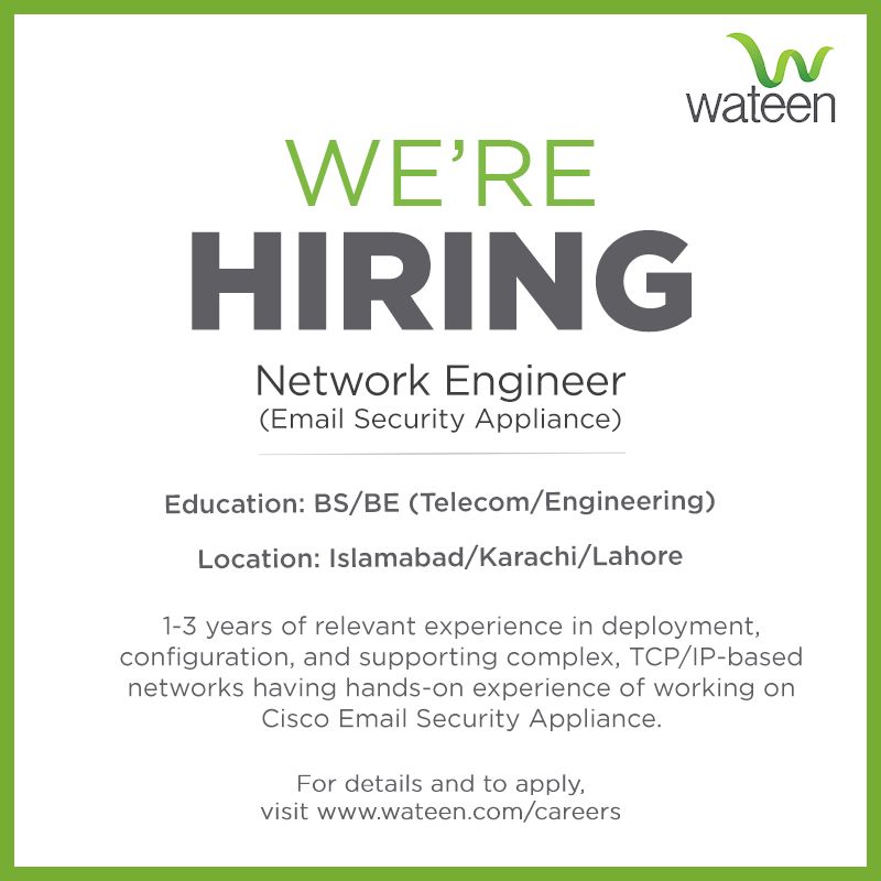 Wateen Telecom Limited Jobs Network Engineer