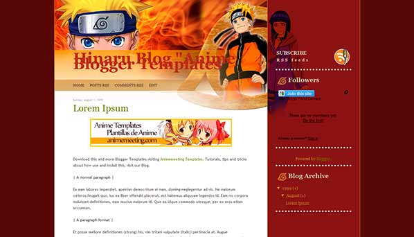 'Anime Plantilla Blogger' Hinaru Blog Template