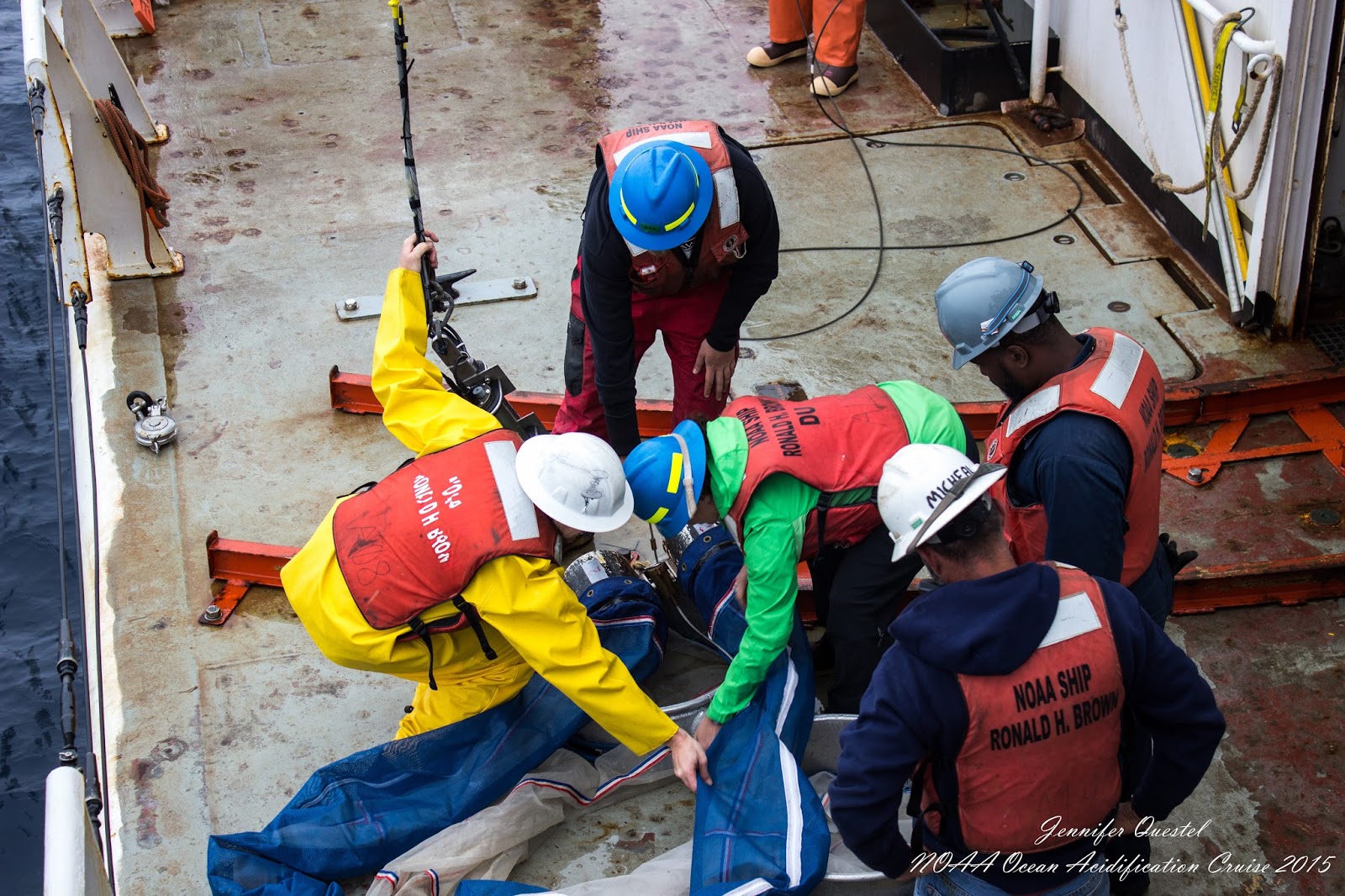 Prepping bongo nets for deployment, photo by Jennifer Questel