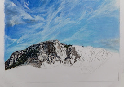 ζωγραφικη με παστελ βουνο τοπιο ρεαλισμος