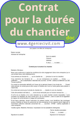 Contrat De Travail Chantier