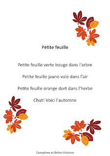 Petite feuilleL'automne grelotte - Paroles de la comptine pour les enfants - Sélection de Poésie, Chansons et Comptines pour enfant - Par Comptines et Belles Histoires