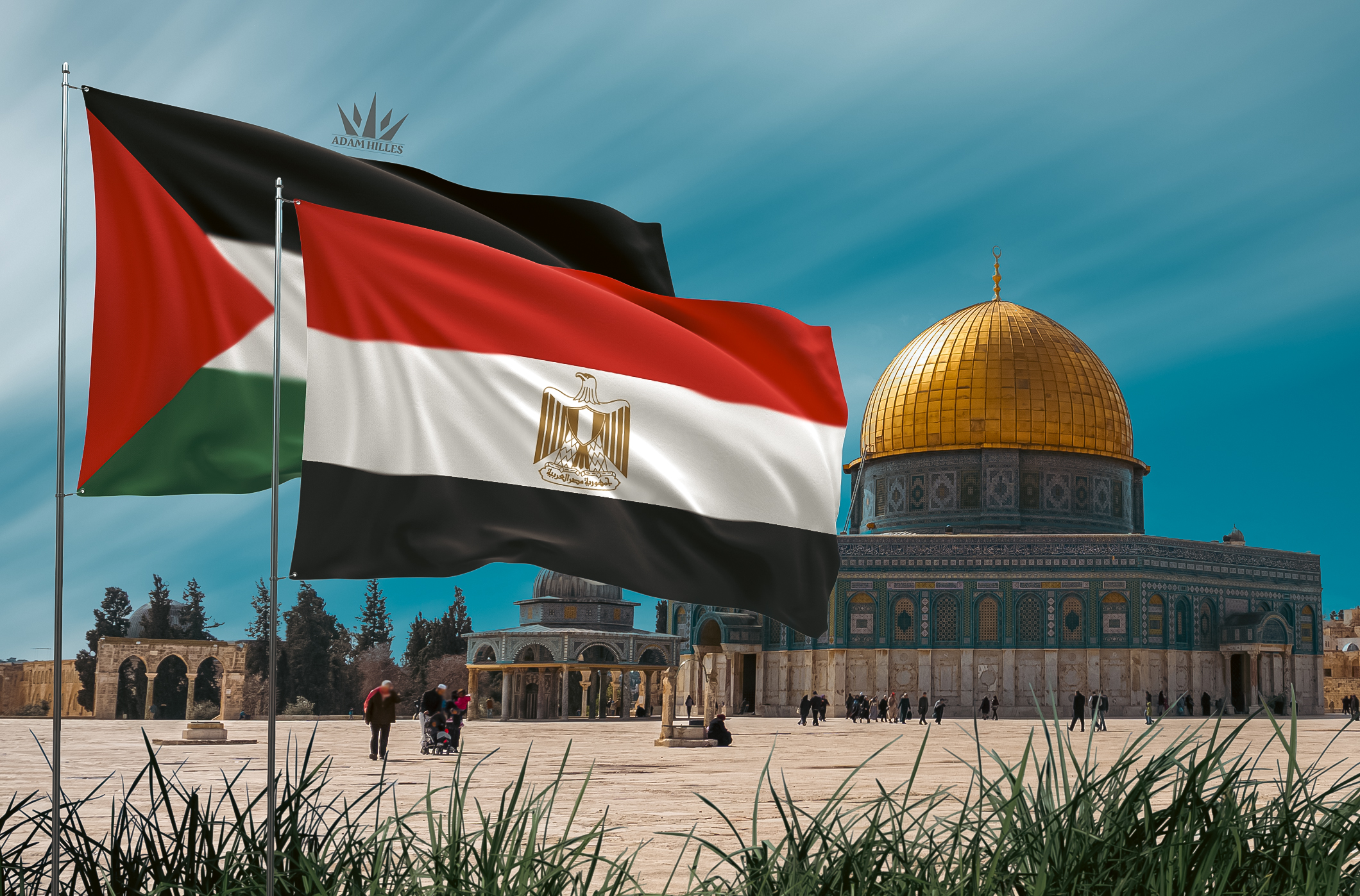 علم فلسطين ومصر في القدس خلفيات تصامن مع فلسطين
