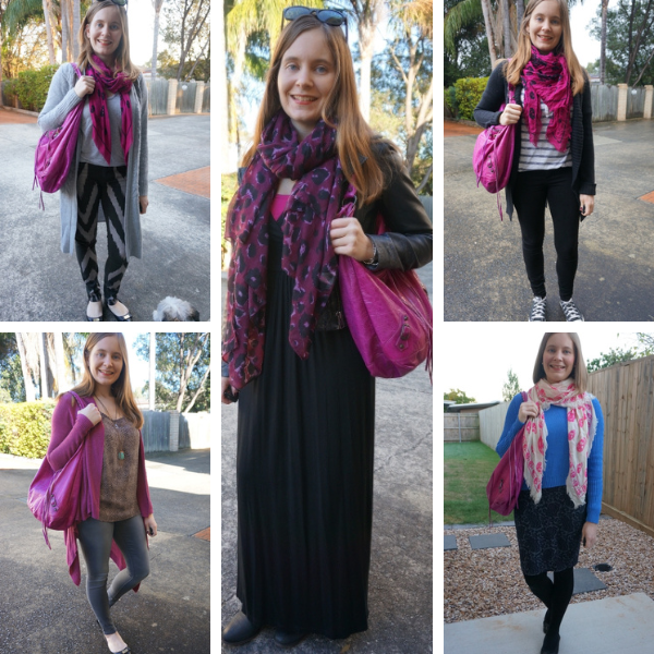 magenta balenciaga day bag in 5 outfits with matching magenta  awayfromtheblue