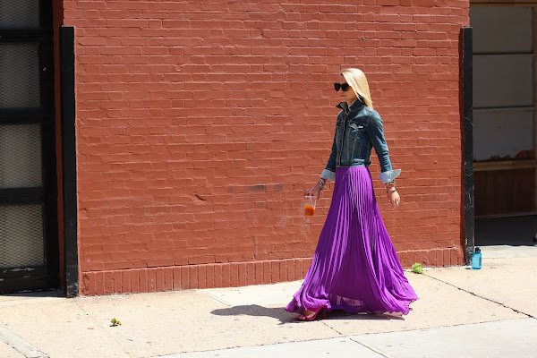 atlantic pacific maxi skirt purple denim jacket 