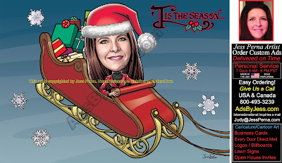 Real Estate Agent Christmas Card Sled Cartoon