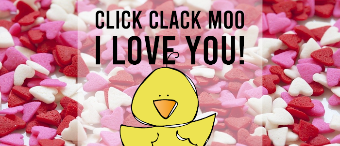 Click Clack Moo I Love You book activities unit with Common Core aligned literacy companion activities and craftivity for Kindergarten and First Grade