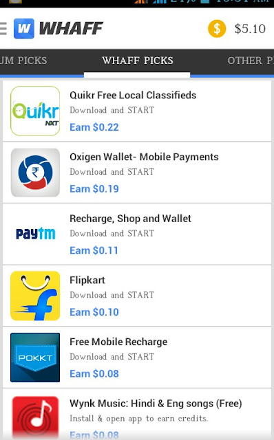 Earn paypal cash and gift cards by whaff app