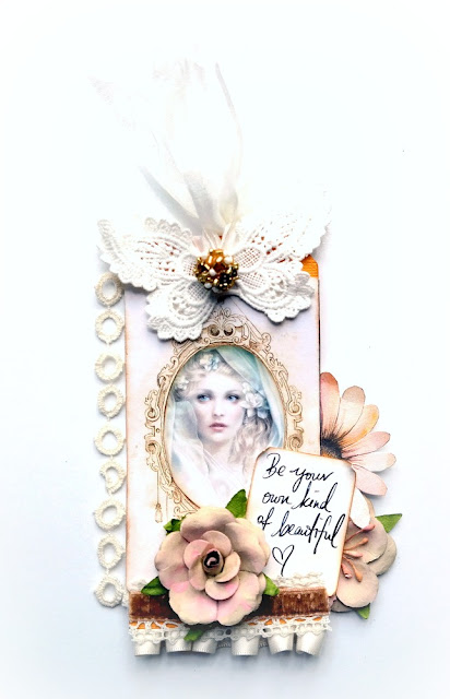 Mixed Media Winter White Ethereal Beauty Tag by Dana Tatar for Gecko Galz