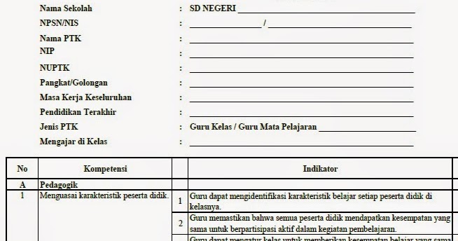 Download Angket Penilaian Kinerja Guru (PKG) ~ Inpres samata
