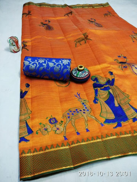  Tussar Embroidery Saree