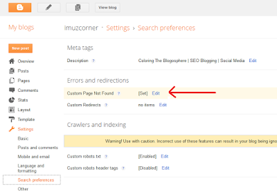 Setting Custom Page Not Found Blogger