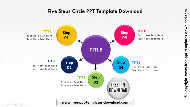 Five Steps Circle Free PPT Template Download
