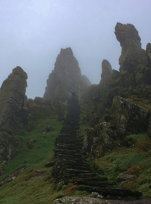 The staircase called "The Way Of Christ" on Skellig Michael, County Kerry, Ireland