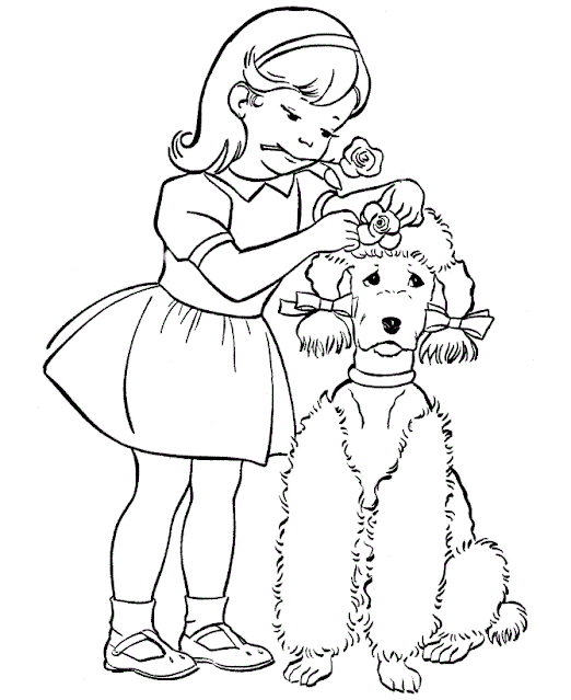 Free coloring pages for a dog and his girlfriend