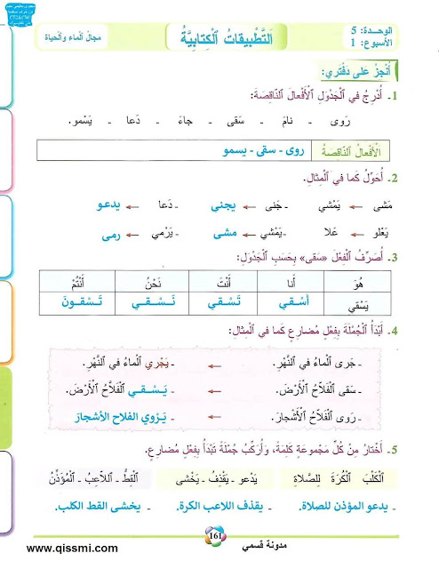 تصحيح التطبيقات الكتابية المستوى الثالث الأسبوع الأول الوحدة الخامسة