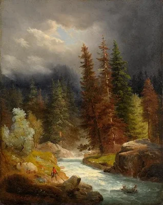Hikers At A Torrent painting Andreas Achenbach