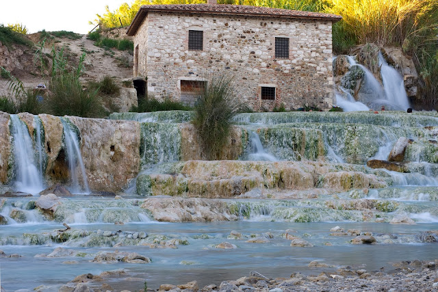 Old mill at Gorello Fall, Saturnia, Southern Tuscany, Italy